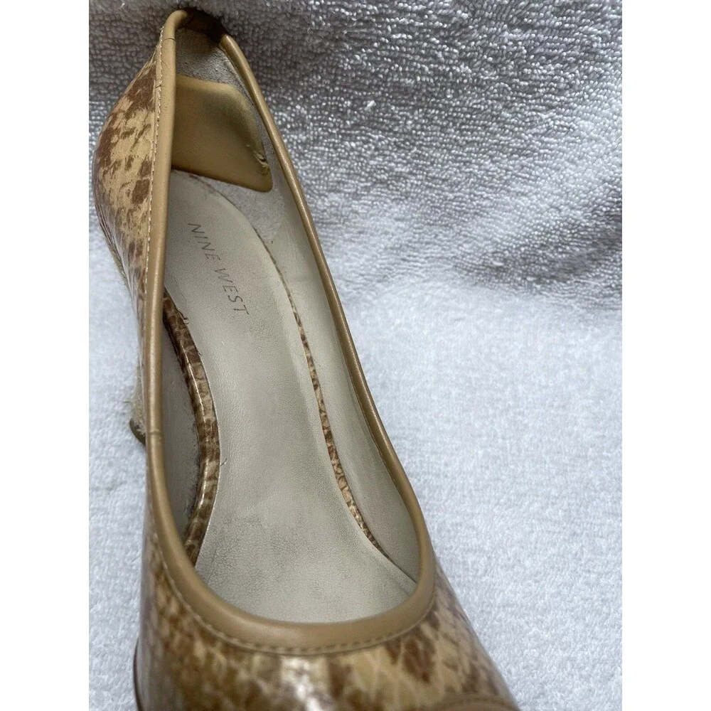 Nine West Shoes Women Size 7M Faux Snakeskin Peep Toe Espadrille Wedges